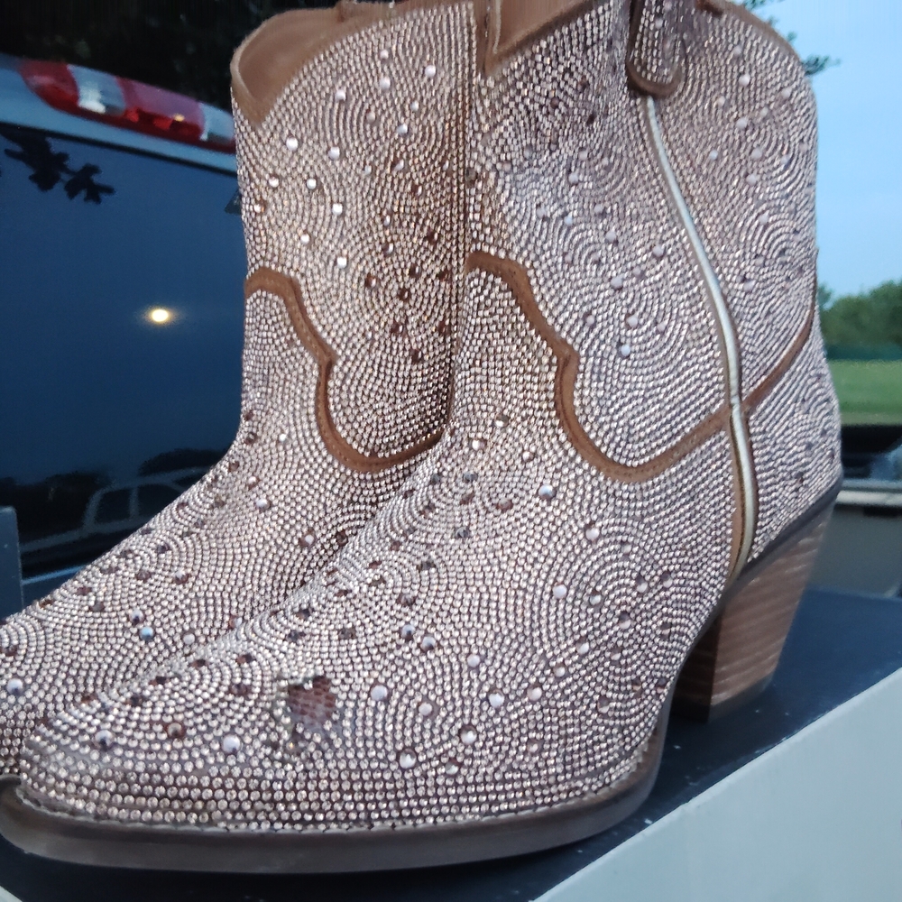 Dingo Brown Rhinestone Ankle Booties